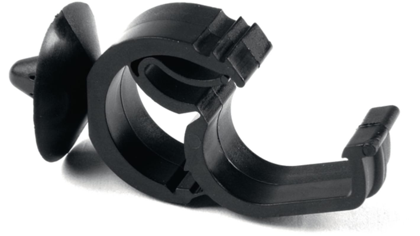 HellermannTyton Kabelhalter Clip Steckend, Kabel-Ø 20mm Nylon Schwarz