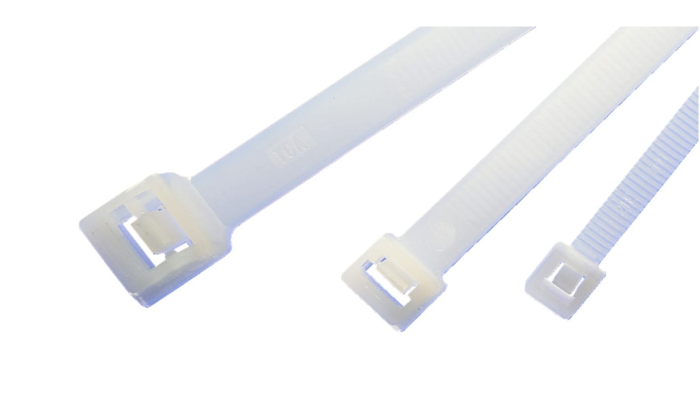 HellermannTyton Cable Ties, Releasable, 340mm x 7.6 mm, Natural Polyamide 6.6 (PA66)