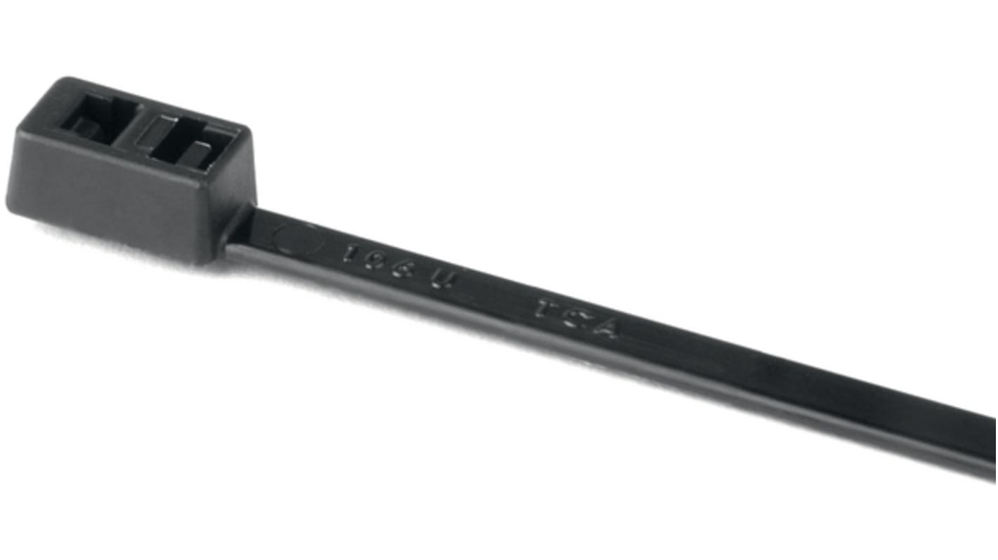 HellermannTyton Cable Tie, Releasable, 365mm x 7.6 mm, Black Polyamide 6.6 (PA66)