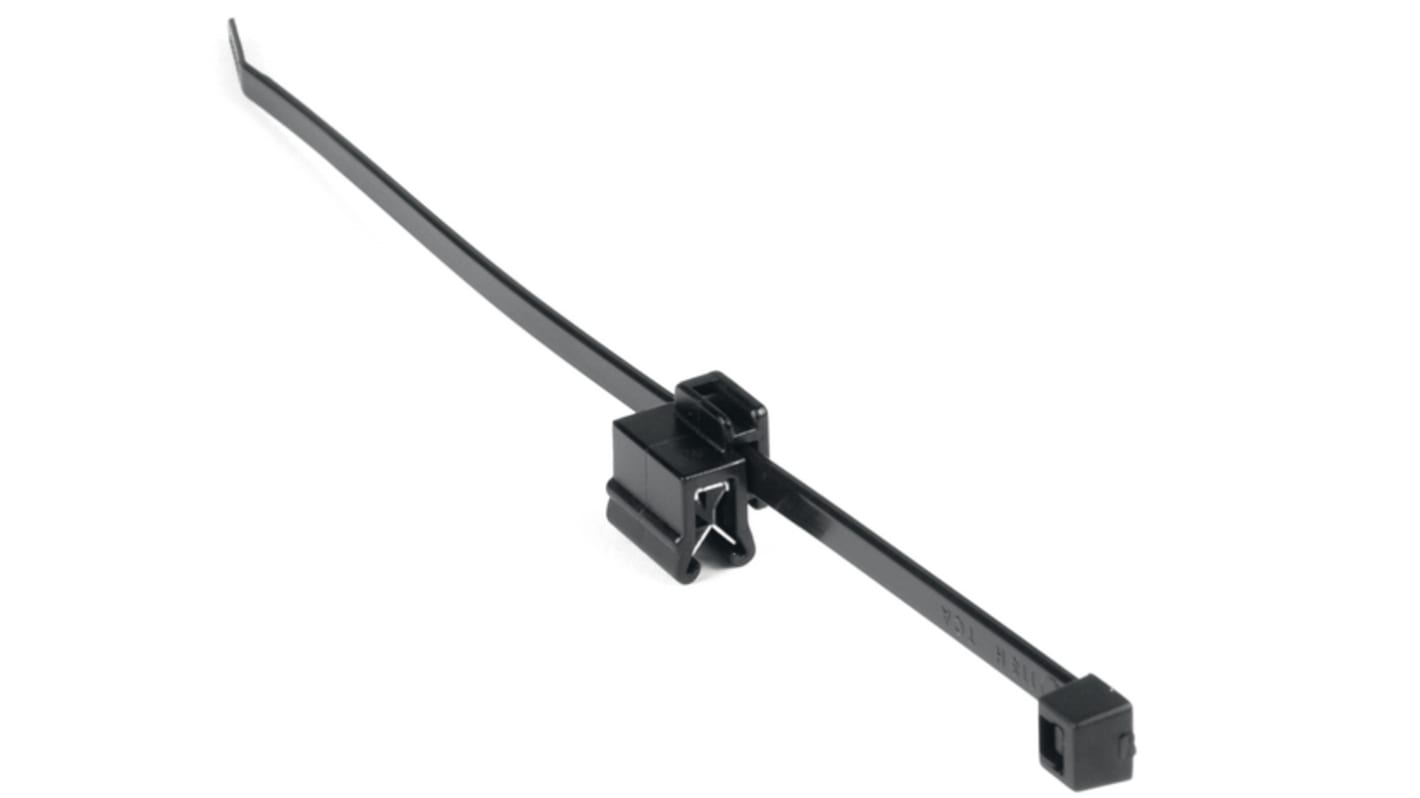 HellermannTyton Cable Tie, Releasable, 200mm x 4.6 mm, Black Polyamide 6.6 (PA66)