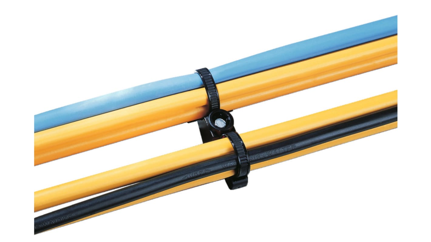 HellermannTyton Cable Tie, Releasable, 200mm x 4.6 mm, Black PA 6.6 Heatstabilised