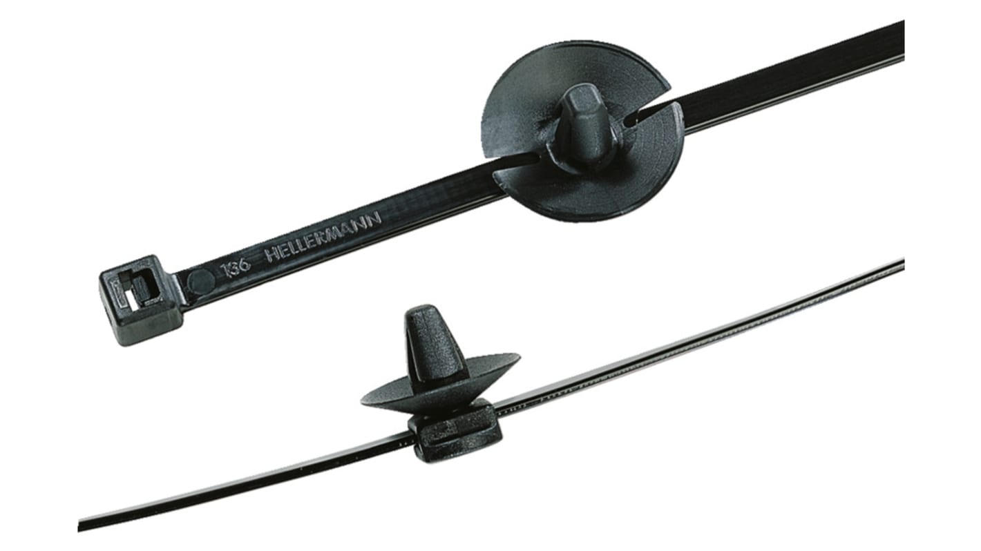 HellermannTyton Cable Tie, Releasable, 200mm x 4.6 mm, Black PA 6.6 Heatstabilised