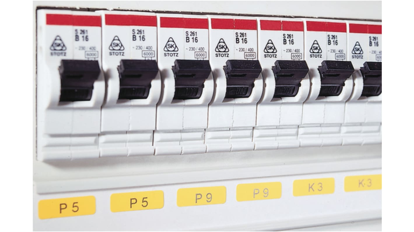 Etiqueta en rollo HellermannTyton sobre fondo Amarillo, 10000, para usar con Control Panel Identification