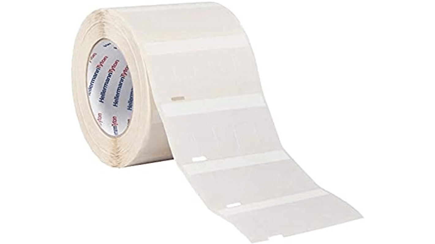 Etiquetas para cables HellermannTyton sobre fondo Transparente/blanco, 1000, para usar con Thermal Transfer Printer