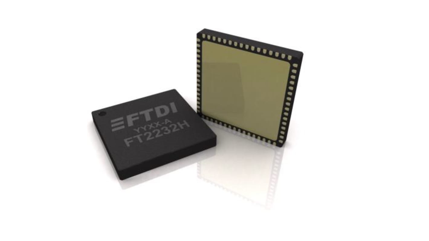 FTDI Chip USB-vezérlő FT2232HL-TRAY, USB 2,0, 1,8 V, 64-tüskés, LQFP