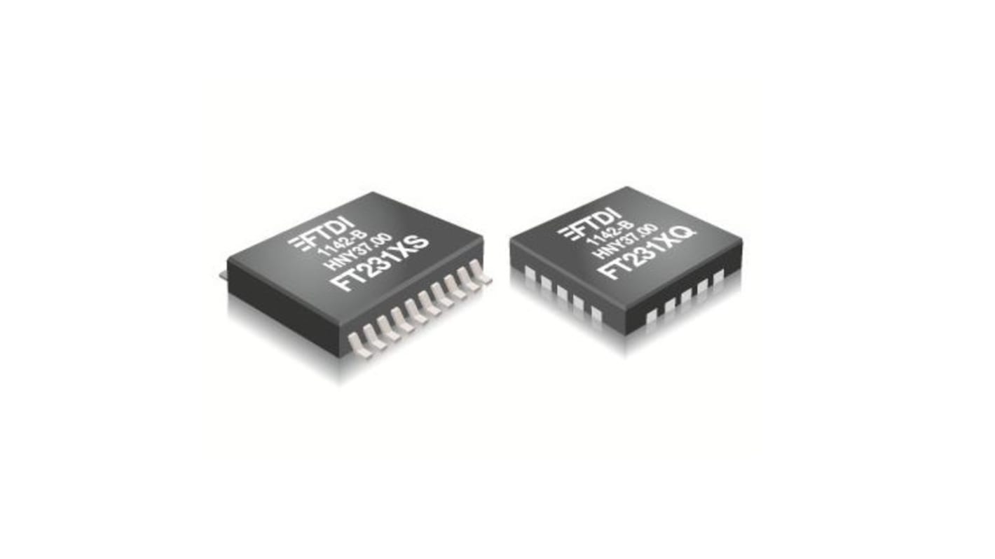 FTDI Chip FT231XQ-T, USB Controller, USB 2.0, 5.5 V, 20-Pin QFN