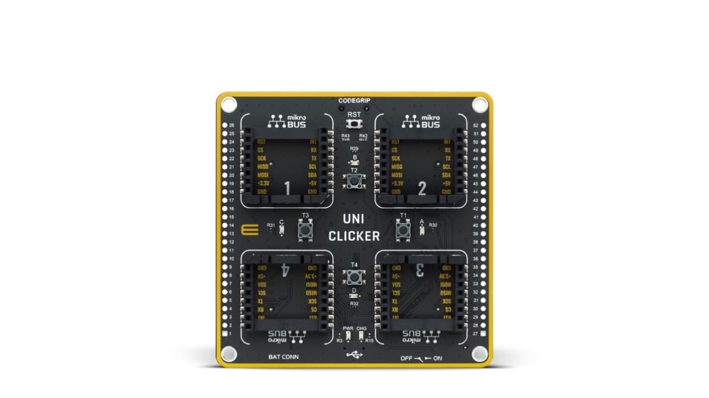 Vývojová sada pro analogové obvody, UNI Clicker, MCU Card Socket, MikroElektronika