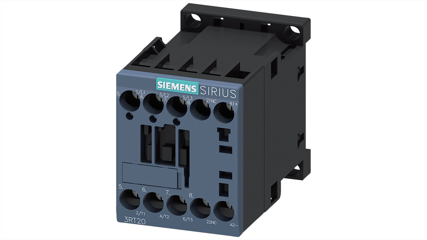 Contattore Reversibile Siemens, 3 poli, 1NC, 7 A, 3 kW, bobina 24 V c.c.