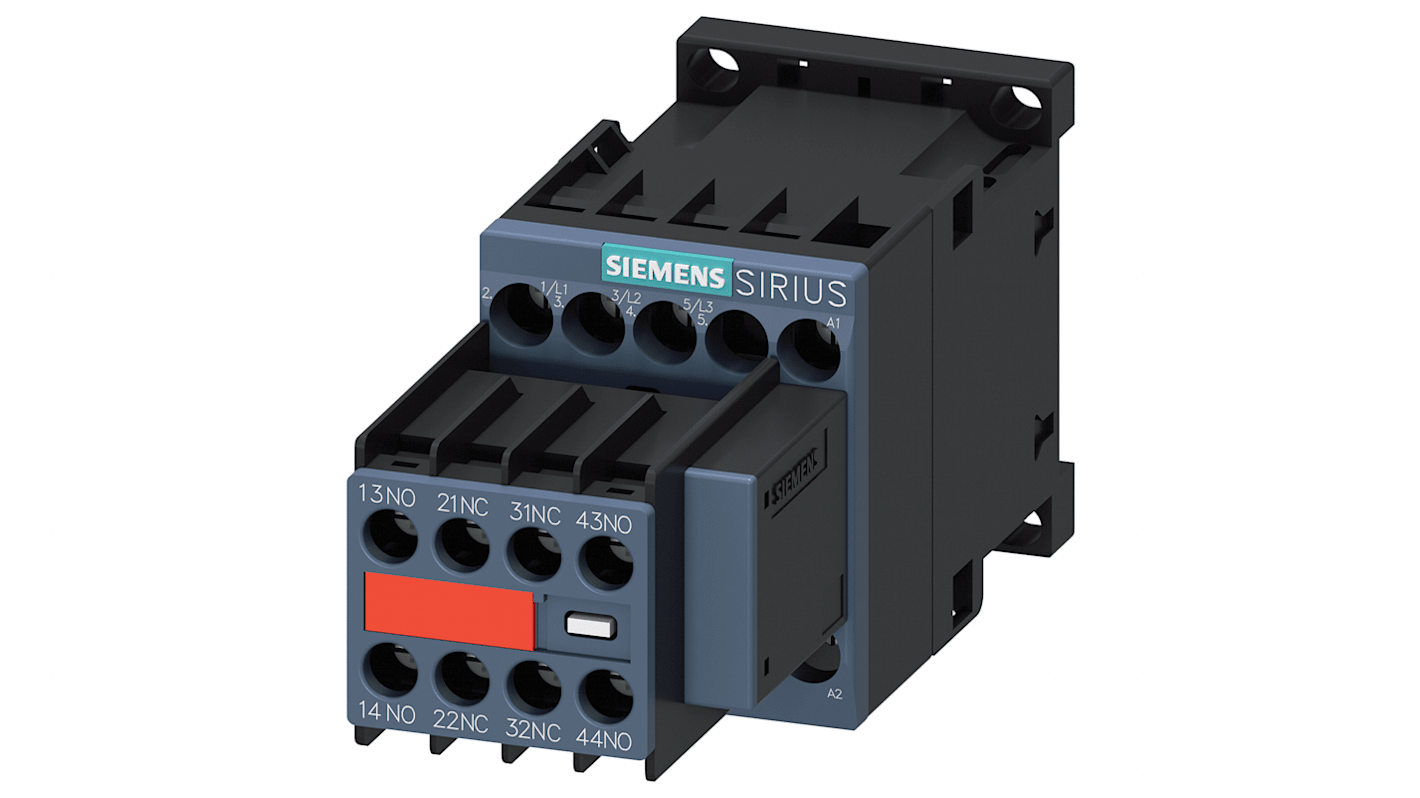 Siemens SIRIUS Contactor, 3-Pole, 3 kW, 2NO + 2NC