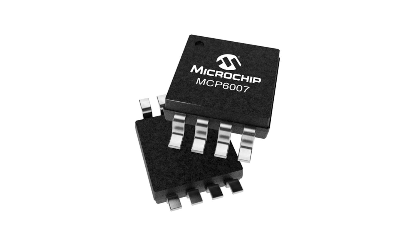 Microchip オペアンプ, 表面実装, デュアル電源, MCP6007-E/MS