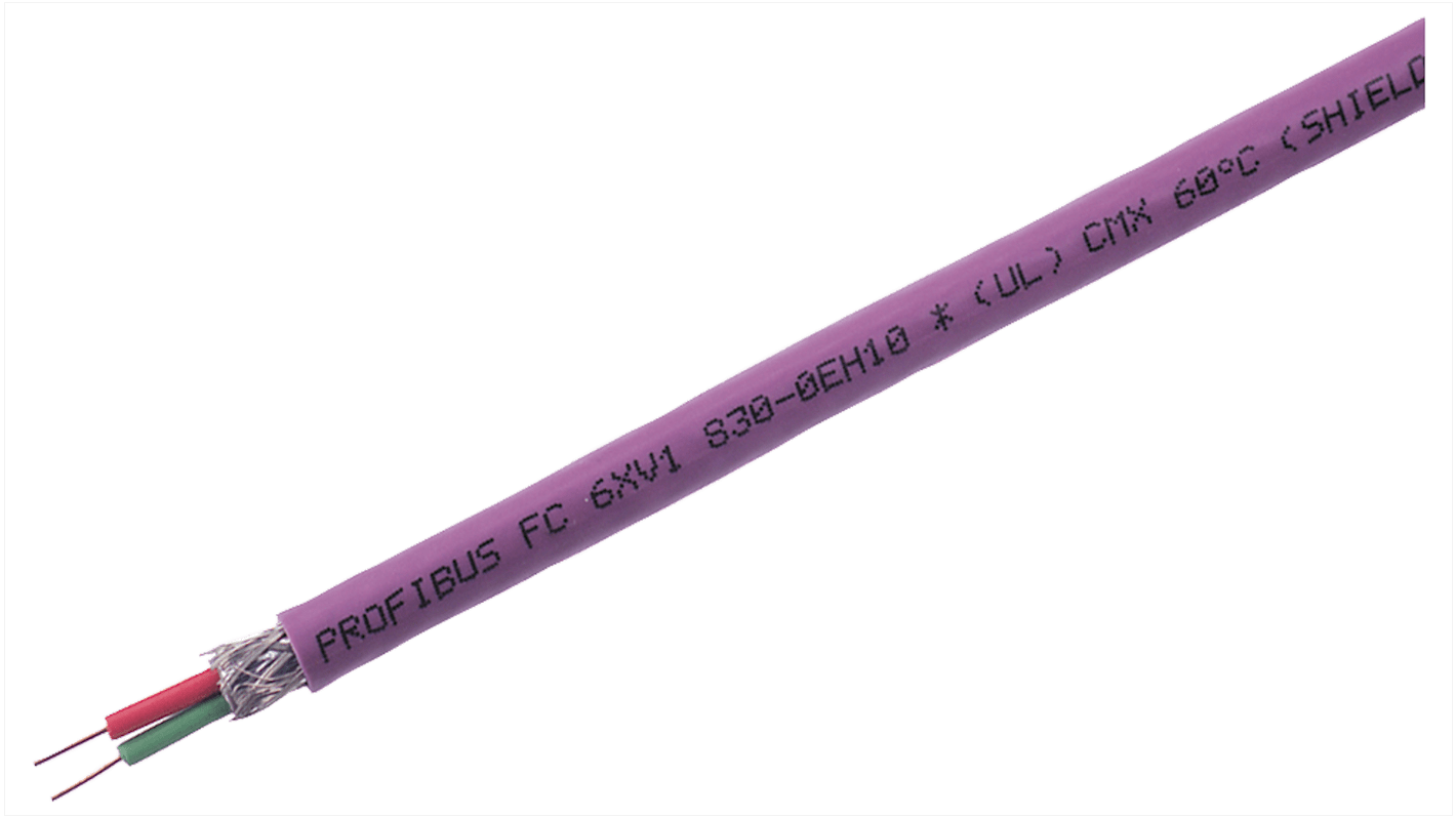 Siemens 6XV18 Multicore Industrial Cable, 2 Cores, Screened, 500m, Purple