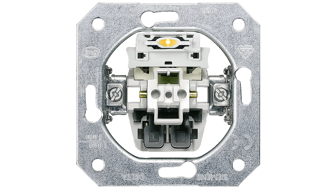 Interruttore luce Siemens serie 5TA2, 10A, 250V, IP20, Metallo