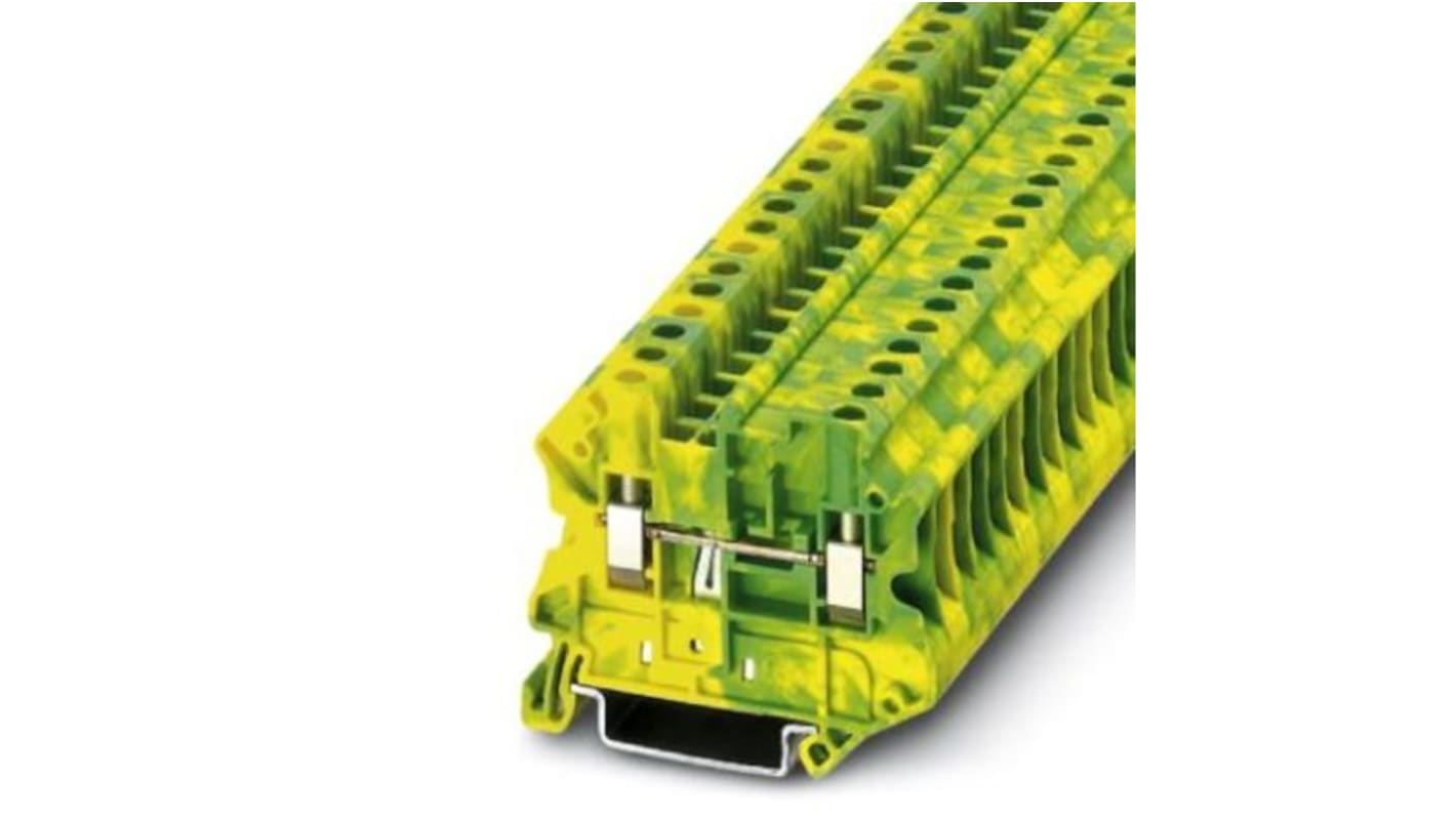 Phoenix Contact UT 4 Series Green/Yellow Earth Terminal Block, 0.14 → 6mm², ATEX, IECEx