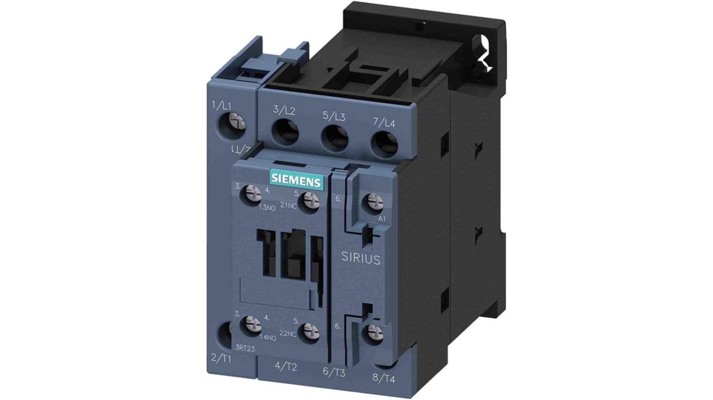 Contattore Siemens, 4 poli, 1 NO + 1 NC, 50 A, bobina 230 V c.a.