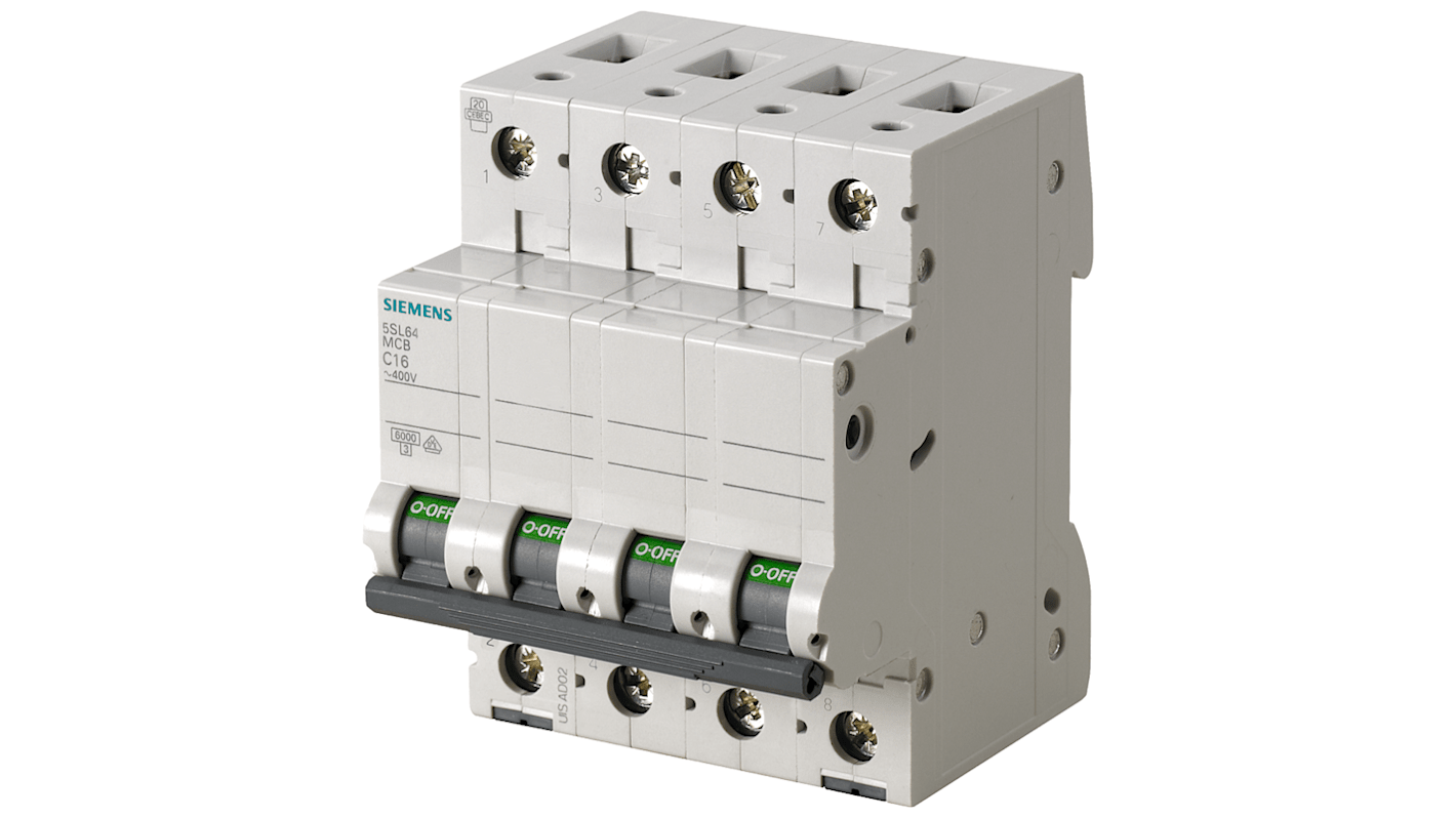 Siemens 5SL6 MCB Leitungsschutzschalter Typ C, Pol 3P+N 32A SENTRON DIN-Schienen-Montage