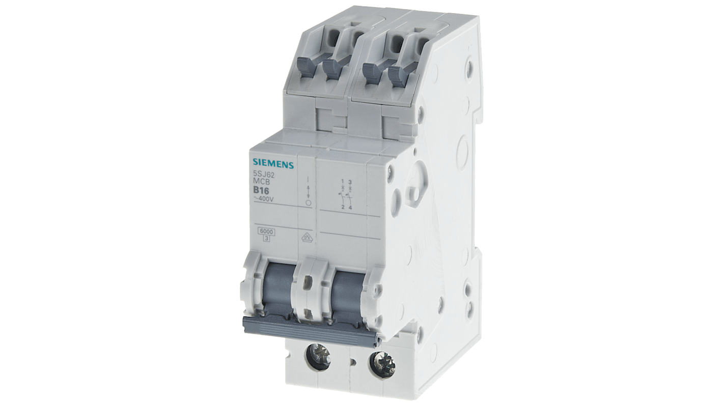 Siemens SENTRON 5SJ6 MCB, 2P, 13A Curve C, 5 kA Breaking Capacity