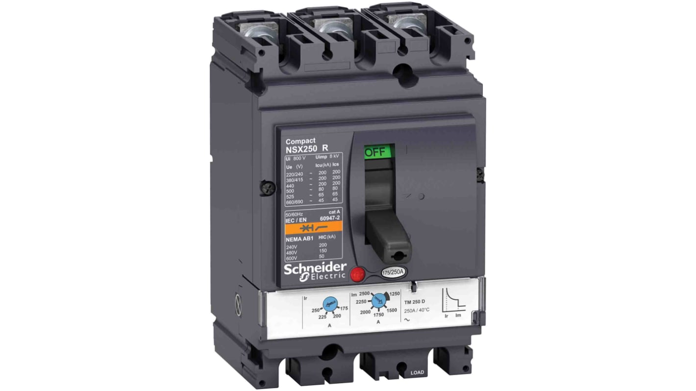 Schneider Electric, Compact MCCB 3P 100A, Breaking Capacity 200 kA, Fixed Mount