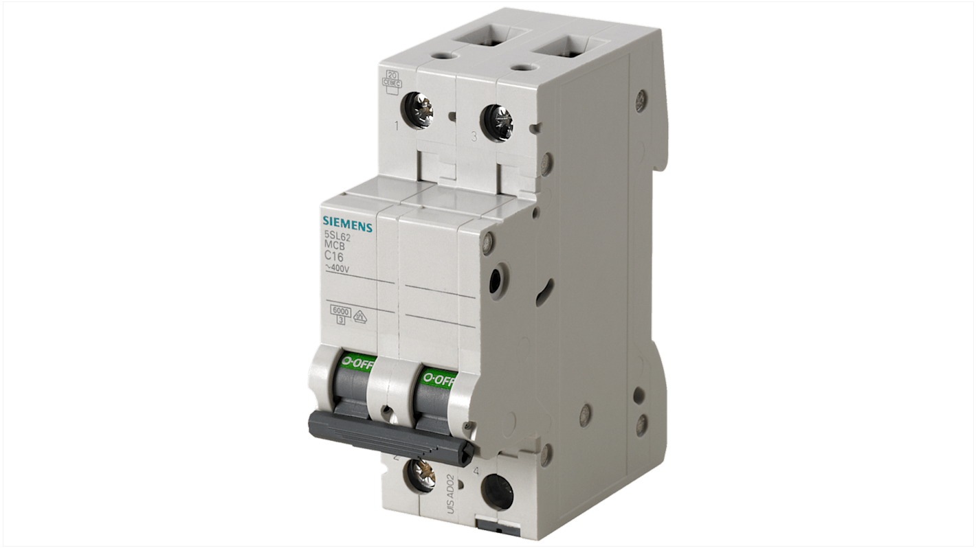 Disjoncteur Siemens 5SL6 2P, 50A, montage rail DIN