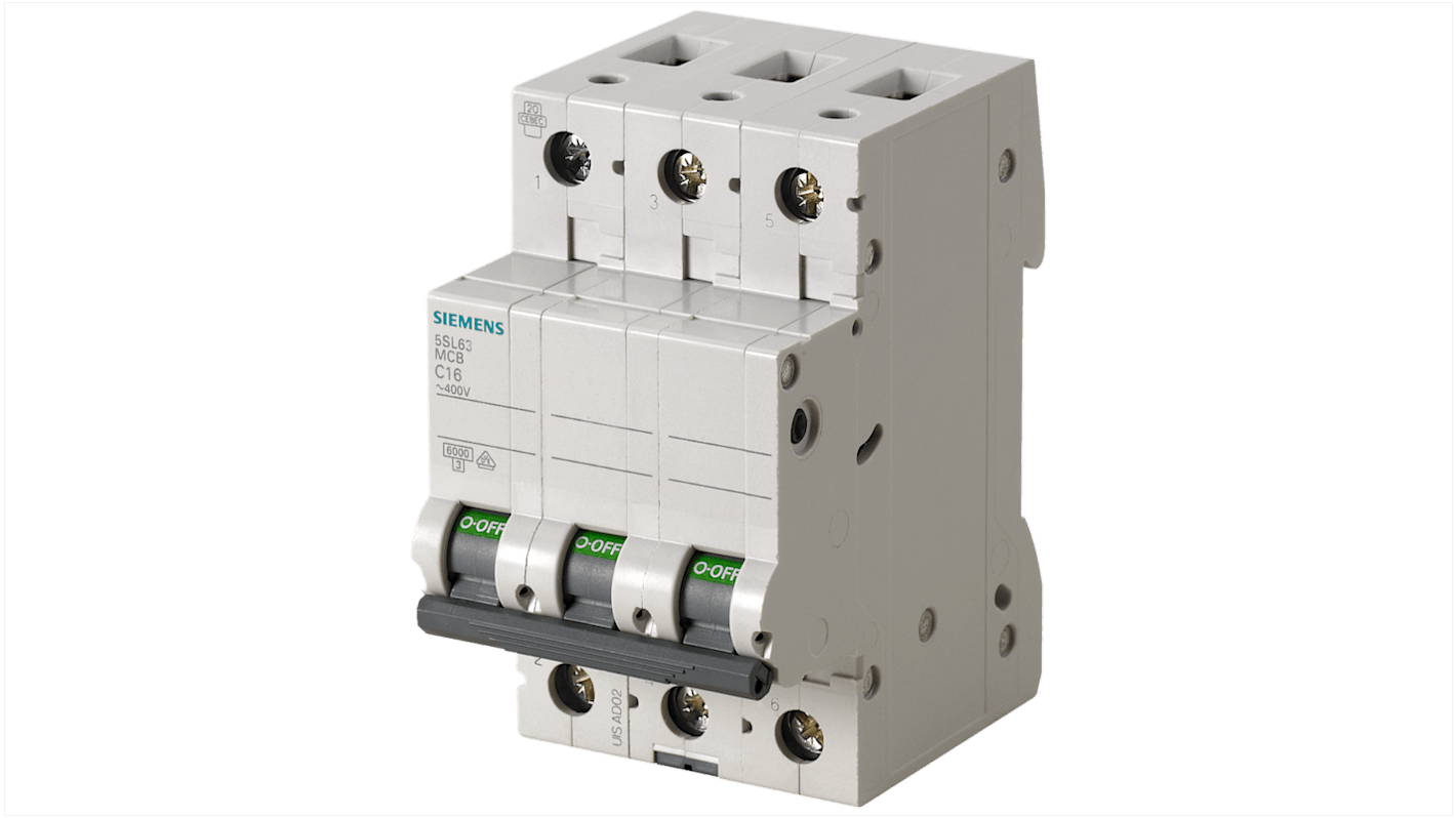 Siemens 5SL6 Leitungsschutzschalter Typ C, 3-polig 50A SENTRON DIN-Schienen-Montage