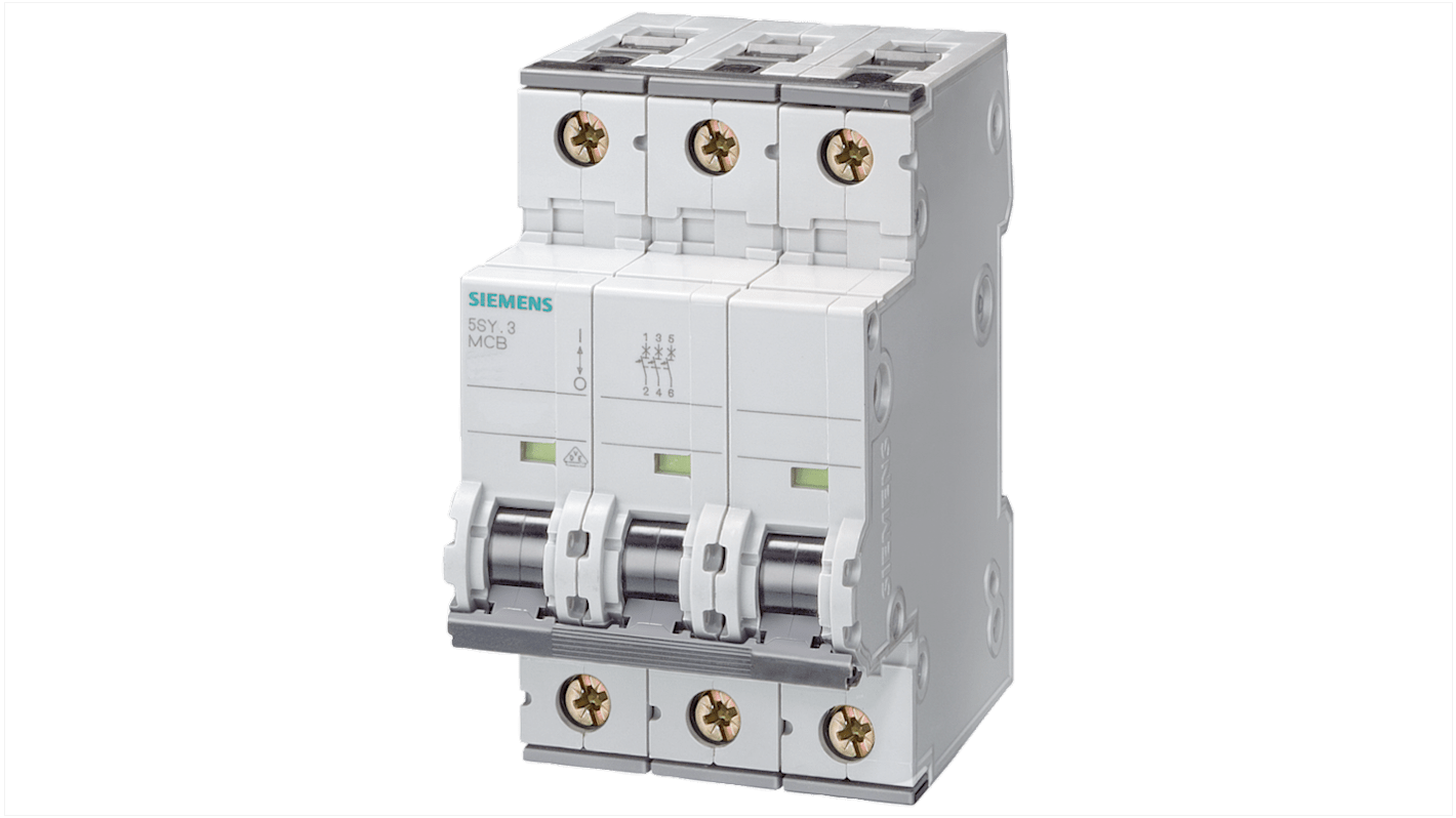 Siemens 5SY8 Leitungsschutzschalter Typ C, 3-polig 63A SENTRON DIN-Schienen-Montage