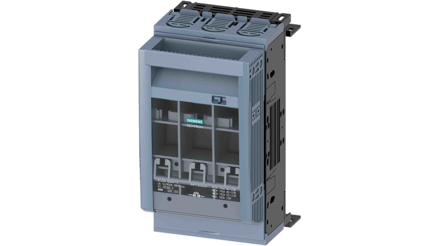 Siemens 3NP1 Sicherungstrennschalter 3-polig, 160A, SENTRON, NH000, NH00 Sicherungsgröße