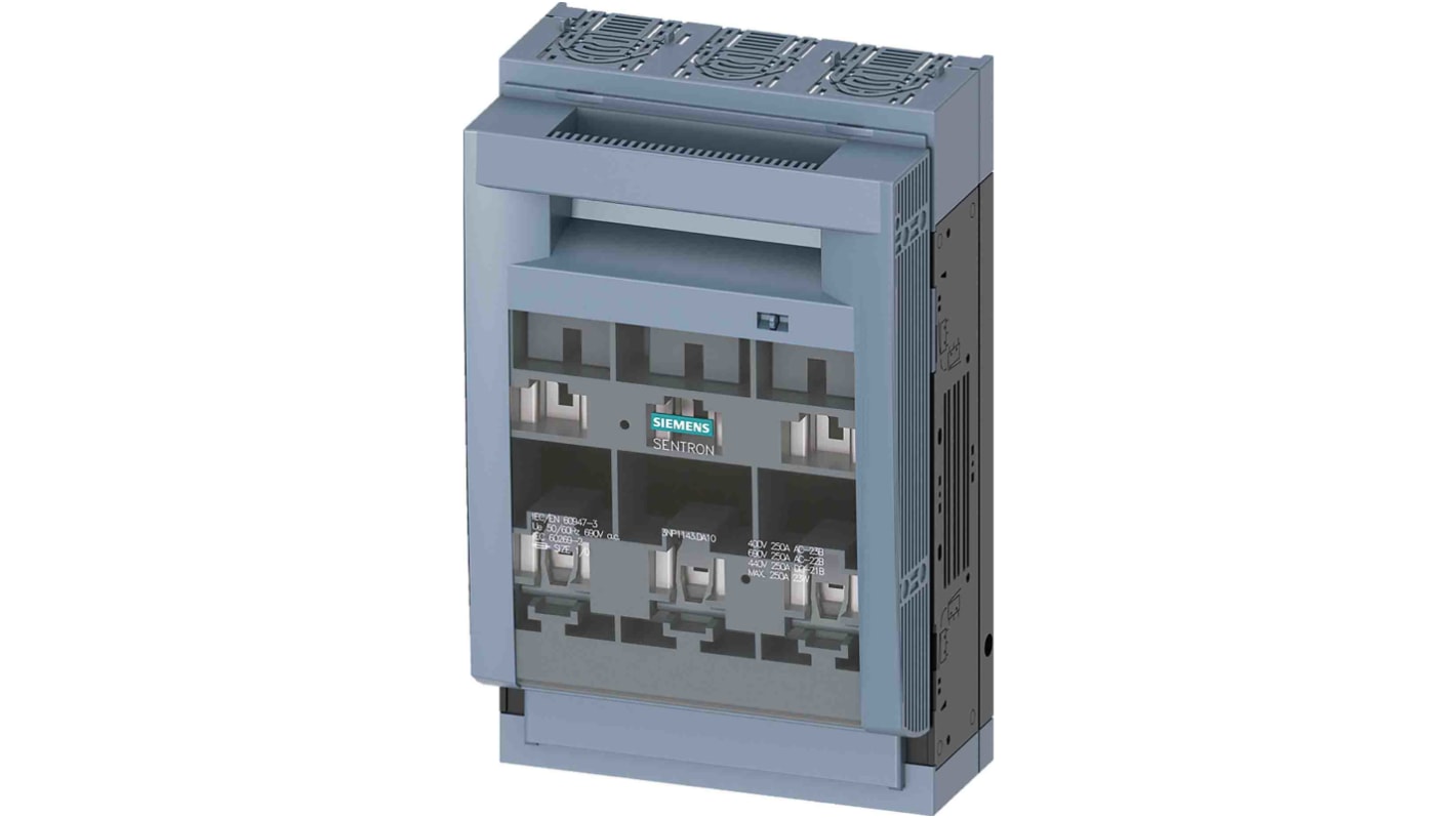 Sezionatore portafusibili Siemens 3NP1143-1DA10, corrente max 250A, 3, fusibile , fusibile NH0, NH1 SENTRON 3NP1