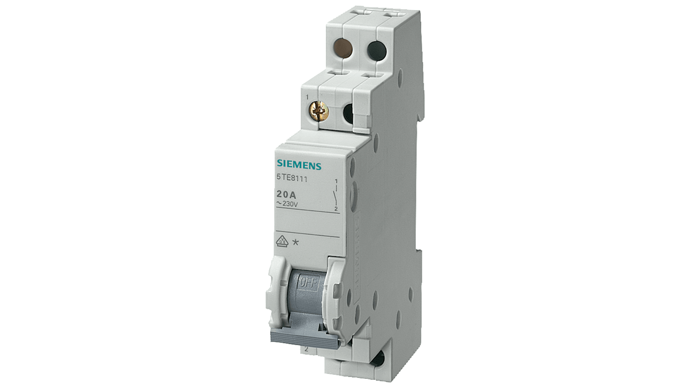 Siemens 1P Pole DIN Rail Isolator Switch - 20A Maximum Current