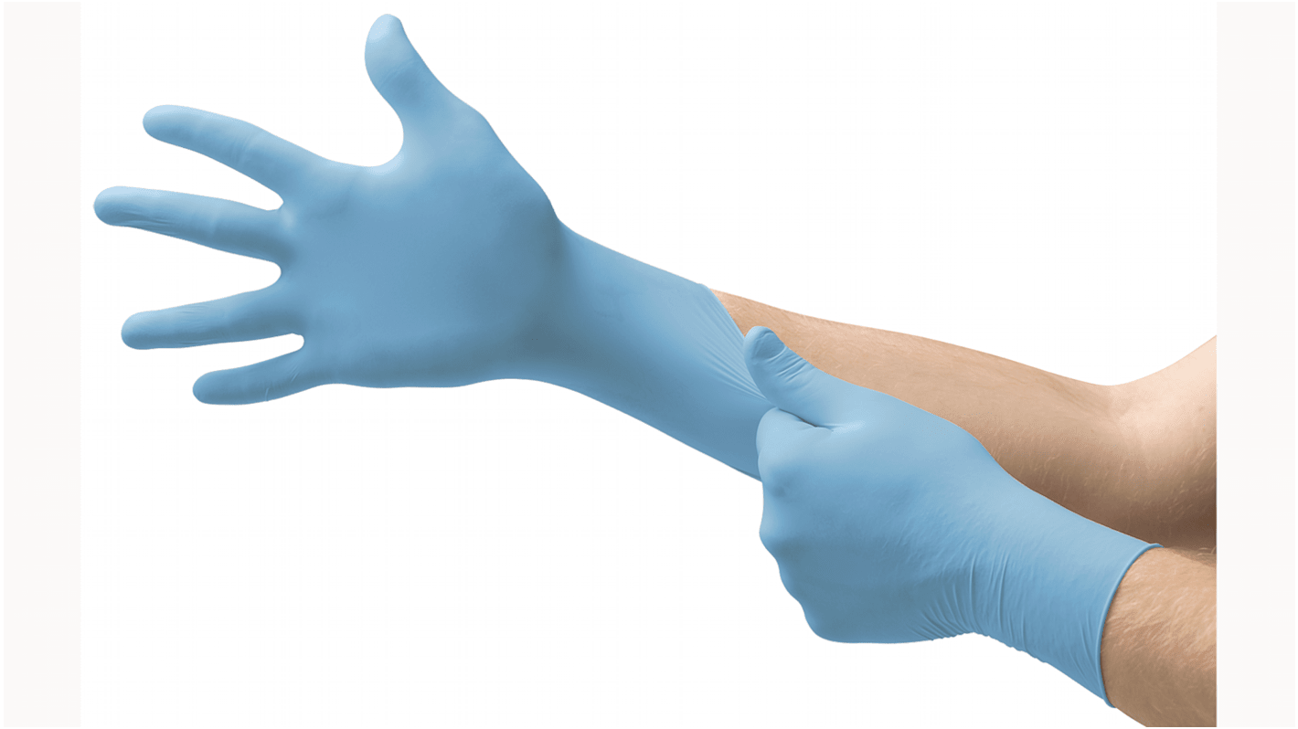 Ansell Light Blue Powder-Free Nitrile Disposable Gloves, Size 7.5, Medium, 1000 per Pack