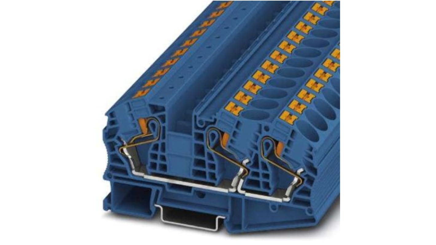 Phoenix Contact PT 16-TWIN N BU Series Blue Component Terminal Block, 25mm², Push In Termination, ATEX, IECEx