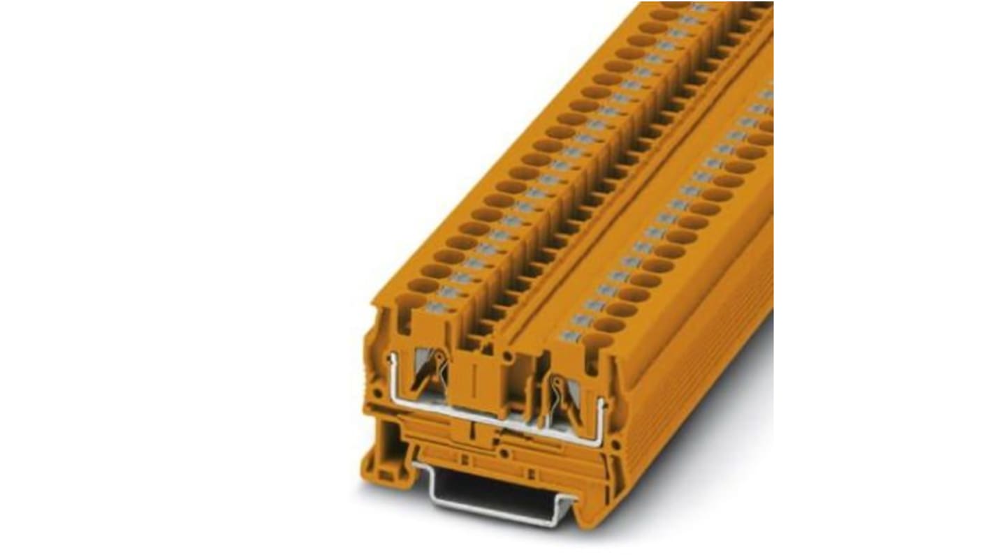 Phoenix Contact PT 4 OG Series Orange Component Terminal Block, 6mm², Push In Termination, ATEX, IECEx