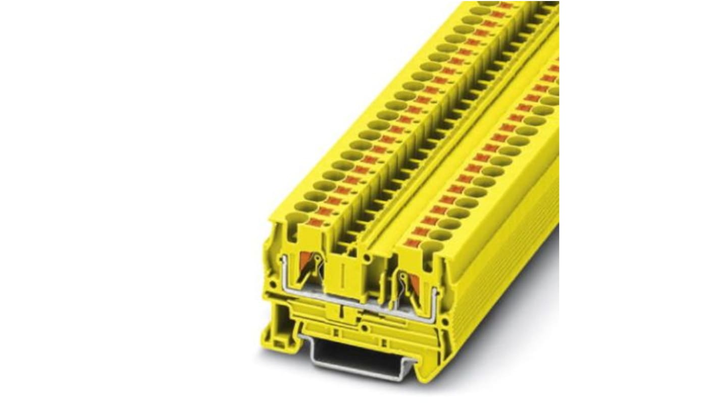 Phoenix Contact PT 4 YE Series Yellow Component Terminal Block, 6mm², Push In Termination, ATEX, IECEx