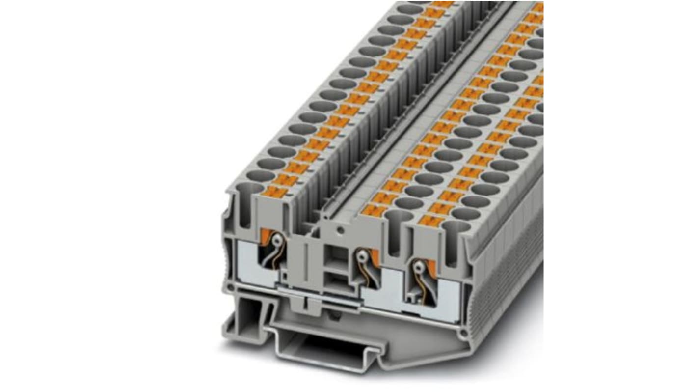 Phoenix Contact PT 6 Series Grey Component Terminal Block, 10mm², Push In Termination, ATEX, IECEx