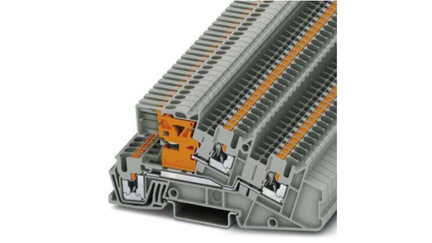 Phoenix Contact PTI Series PTI 2,5-L/LT Non-Fused Terminal Block, 3-Way, 24A, 26 → 12 AWG Wire, Push In