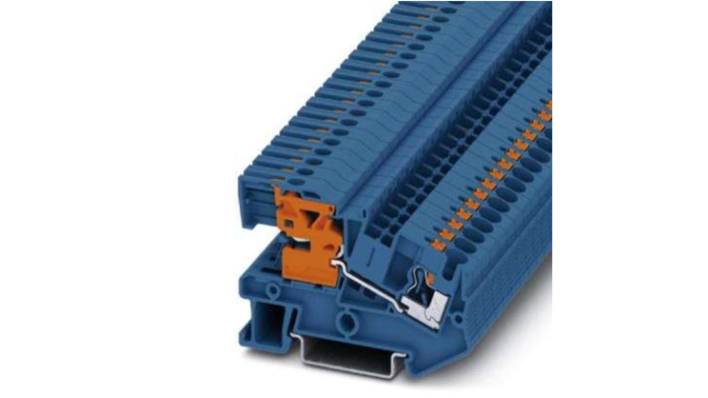 Phoenix Contact PTN 4 Series PTN 4 Non-Fused Terminal Block, 2-Way, 32A, 24 → 10 AWG Wire, Push In Termination