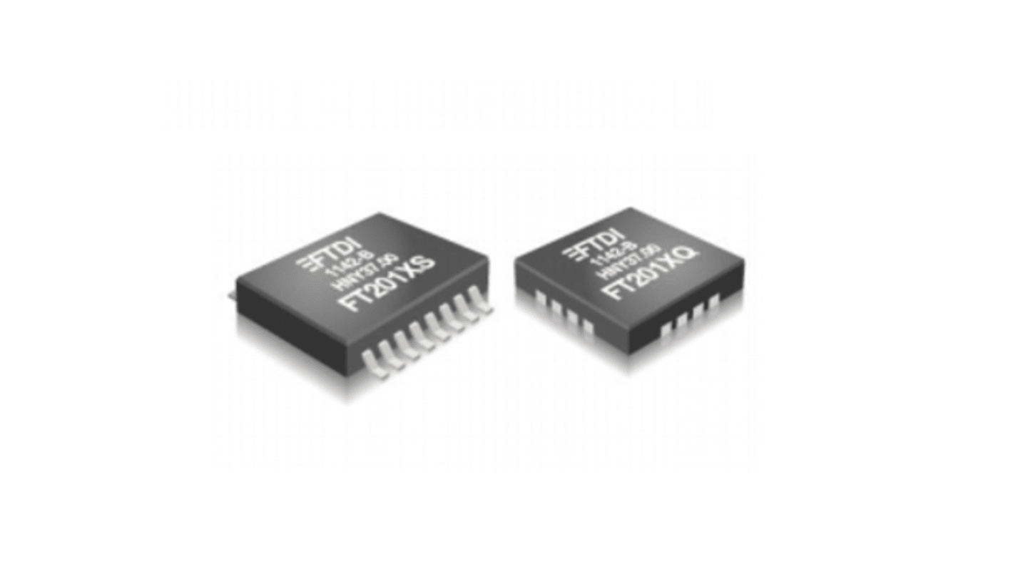 Récepteur & émetteur asynchrones universels FTDI Chip, QFN, 16 broches, +3,3 → 5,25 V.