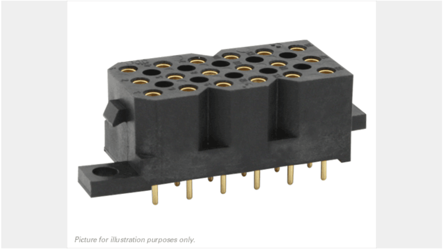 Souriau Sunbank by Eaton SMS Series Straight PCB Mount PCB Socket, 24-Contact, 6-Row, 5.08mm Pitch, Solder Termination
