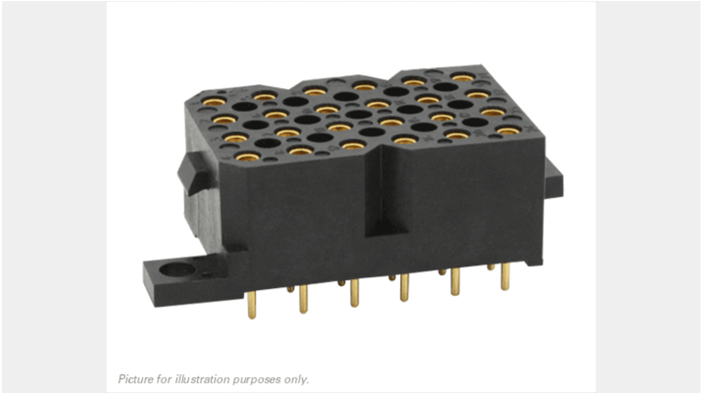 Souriau Sunbank by Eaton SMS Series Straight PCB Mount PCB Socket, 24-Contact, 6-Row, 5.08mm Pitch, Solder Termination