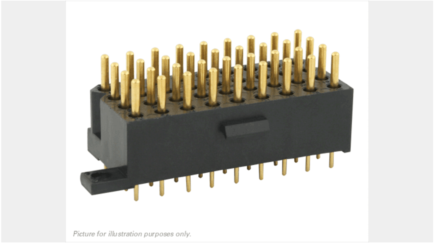 Souriau Sunbank by Eaton SMS Series Straight PCB Mount PCB Socket, 36-Contact, 4-Row, 5.08mm Pitch, Solder Termination