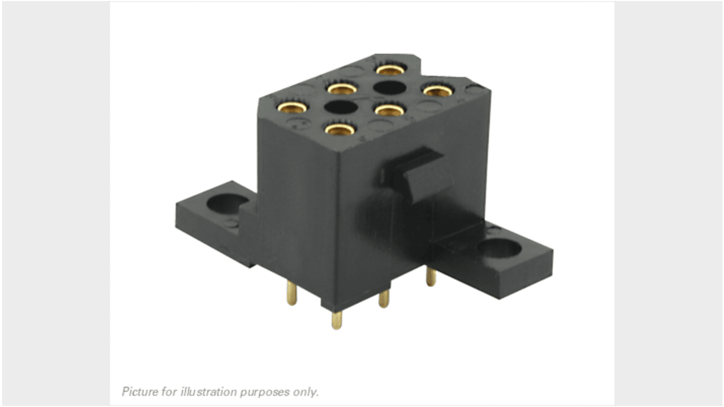 Conector hembra para PCB Souriau Sunbank by Eaton serie SMS, de 6 vías en 2 filas, paso 5.08mm, Montaje en PCB, para