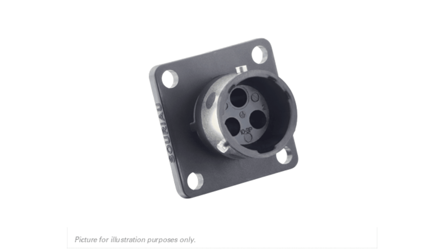 Conector circular MIL-DTL-26482 Souriau Sunbank by Eaton Macho Recto serie UTGX de 3 vías hembra, tamaño 10, Montaje de