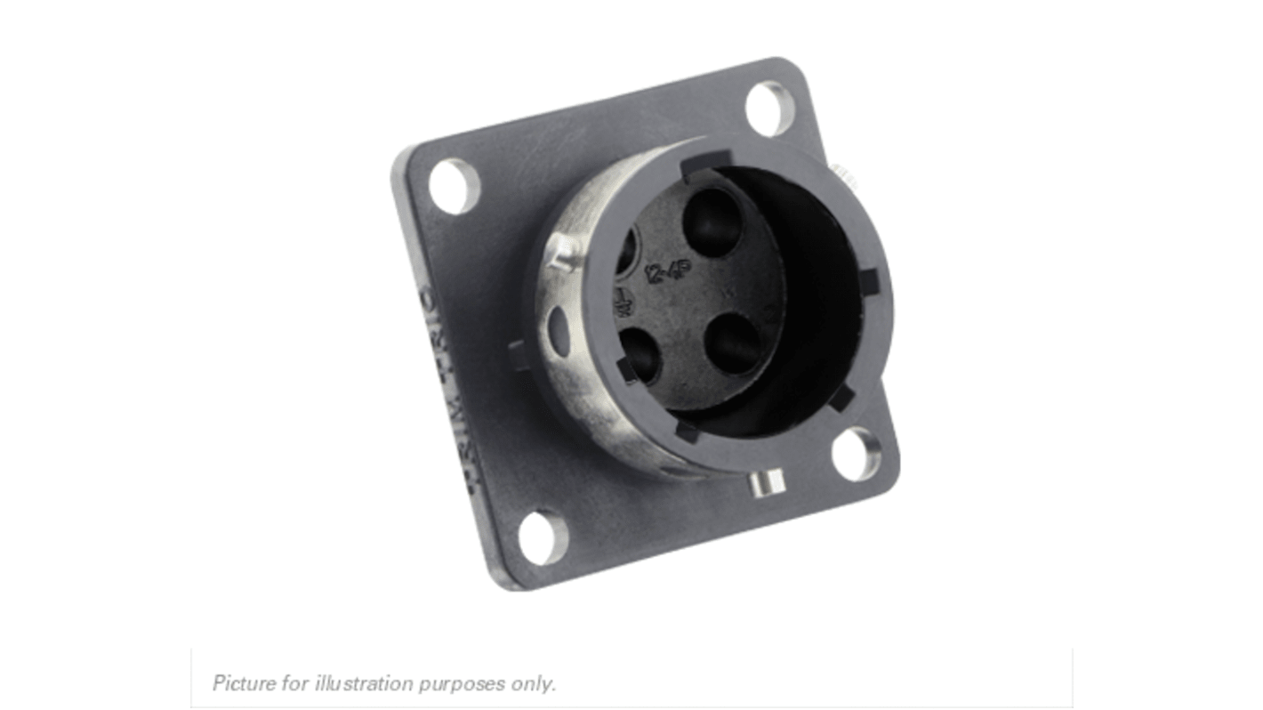 Connettore circolare Maschio Souriau Sunbank by Eaton, Ad angolo diritto, 4 poli, Femmina, Montaggio su flangia