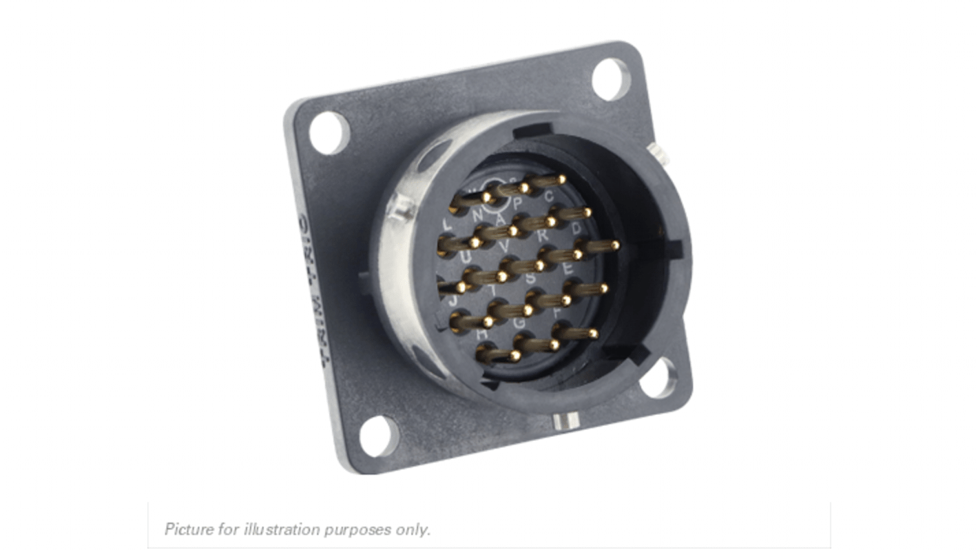 Souriau Sunbank by Eaton, UTGX 19 Way Flange Mount Circular Connector Plug, Pin Contacts,Shell Size 14, Bayonet,