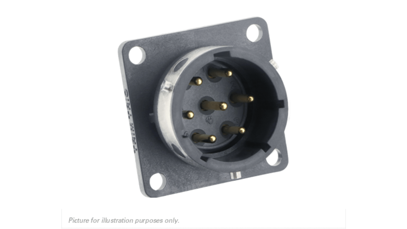 Souriau Sunbank by Eaton, UTGX 7 Way Flange Mount Circular Connector Plug, Pin Contacts,Shell Size 14, Bayonet,