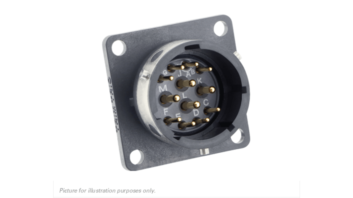 Souriau, UTGX 12 Way Flange Mount Circular Connector Plug, Pin Contacts,Shell Size 14, Bayonet, MIL-DTL-26482