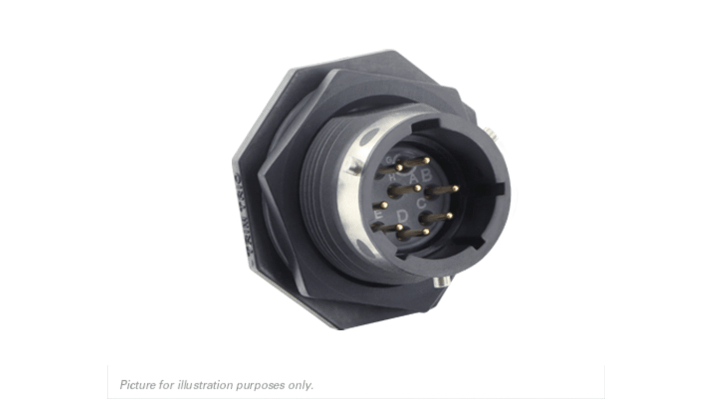 Souriau Circular Connector, 8 Contacts, Panel Mount, IP68, IP69K, UTGX Series