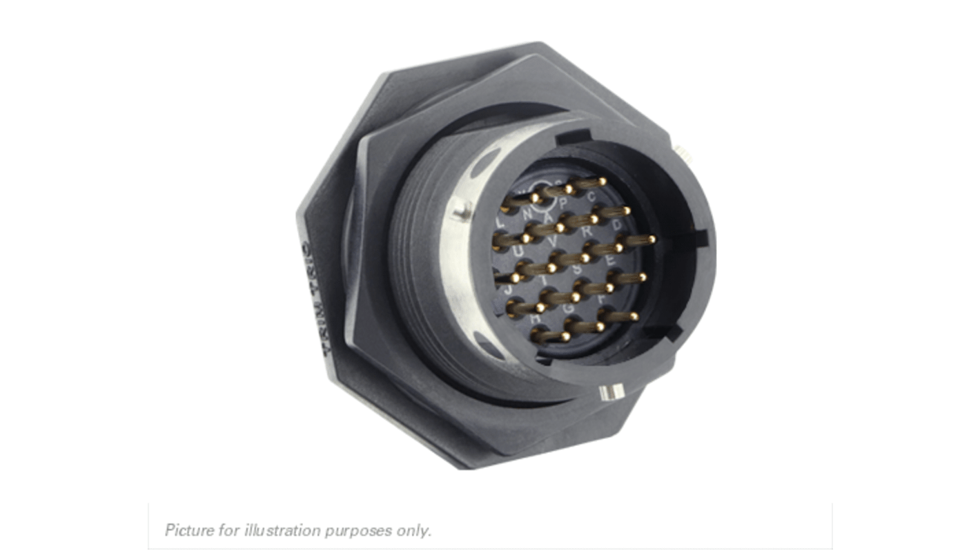 Conector circular Souriau Sunbank by Eaton serie UTGX de 19 vías, Montaje en Panel, IP68, IP69K