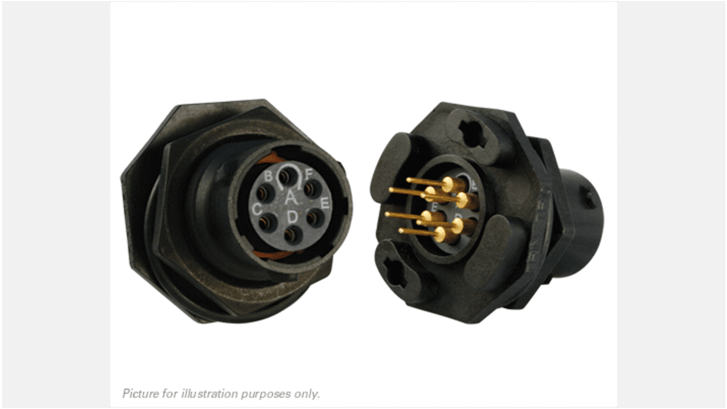 Souriau Sunbank by Eaton Circular Connector, 6 Contacts, Panel Mount, IP68, IP69K, UTS Series