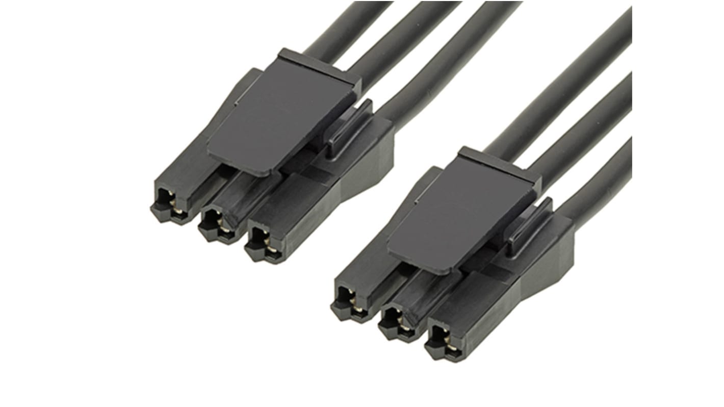 Conjunto de cables Molex Super Sabre, long. 150mm, Con A: Hembra, 3 vías, Con B: Hembra, 3 vías, paso 7.5mm