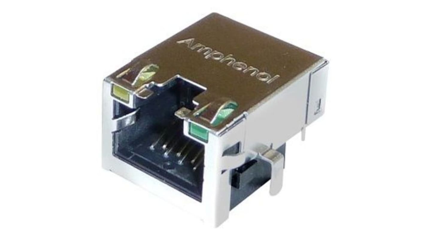 Connecteur RJ45 cat 5e Amphenol série RJE72 Femelle, Blindé Montage sur CI