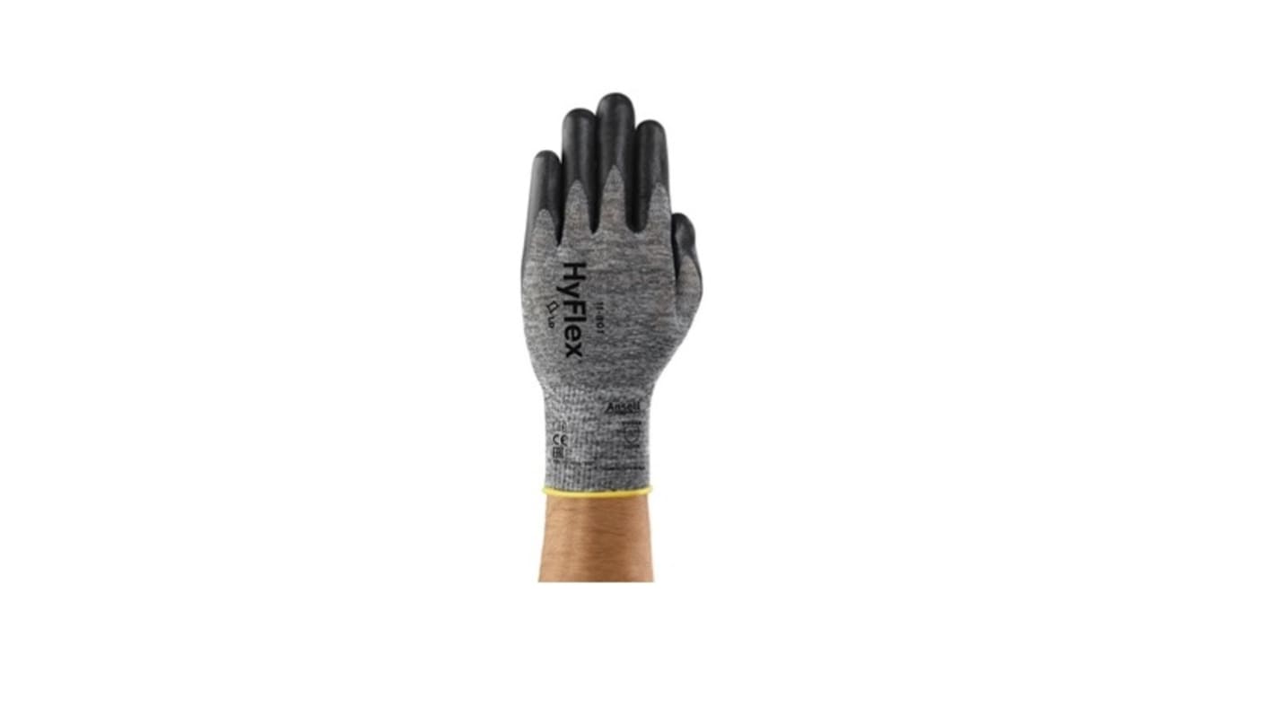 Ansell HyFlex Black Nylon Cut Resistant Gloves, Size 6, Foam Nitrile Coating